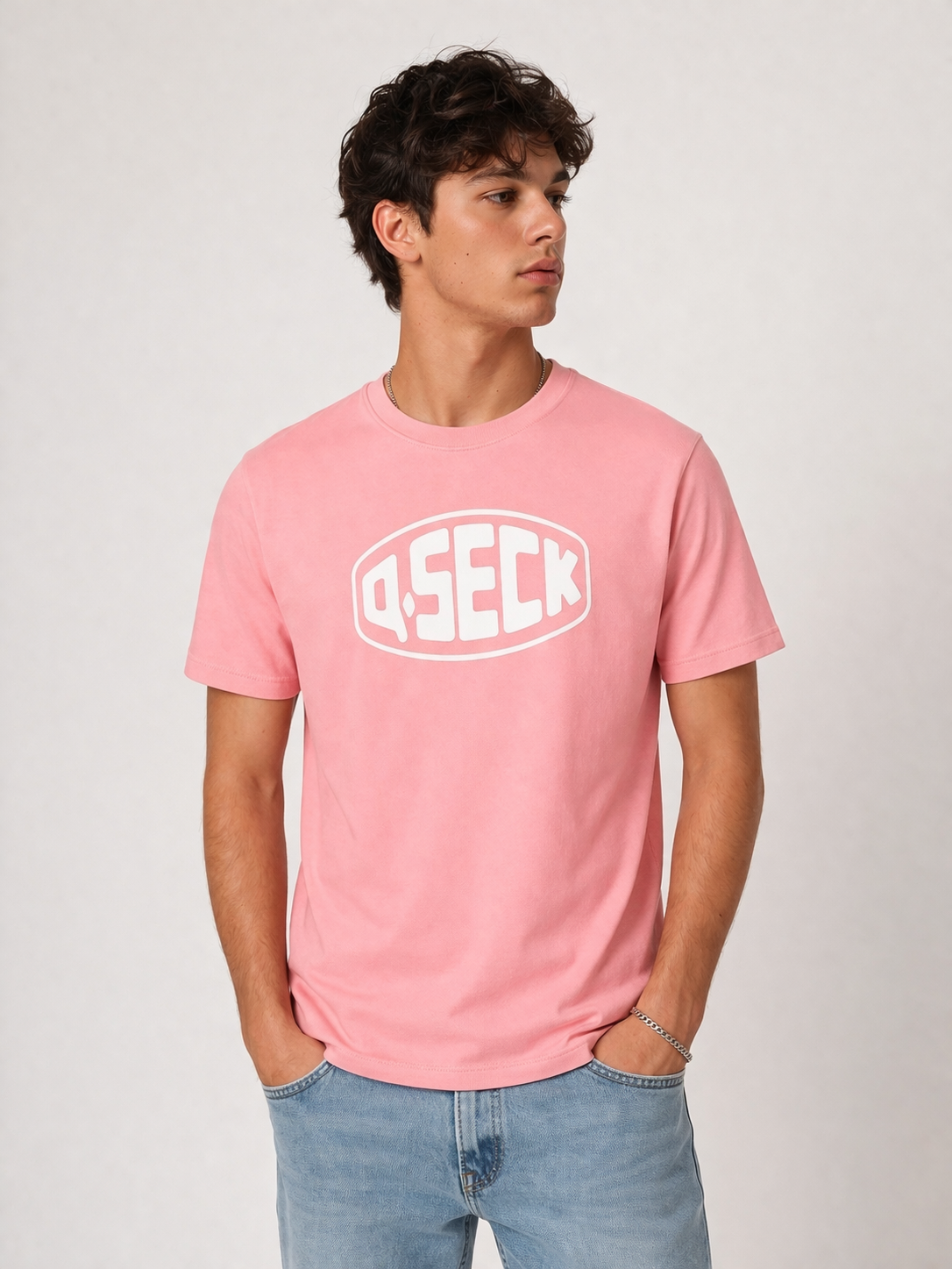 T-shirt Rose QSECK Logo Blanc – T-shirt Streetwear Homme
