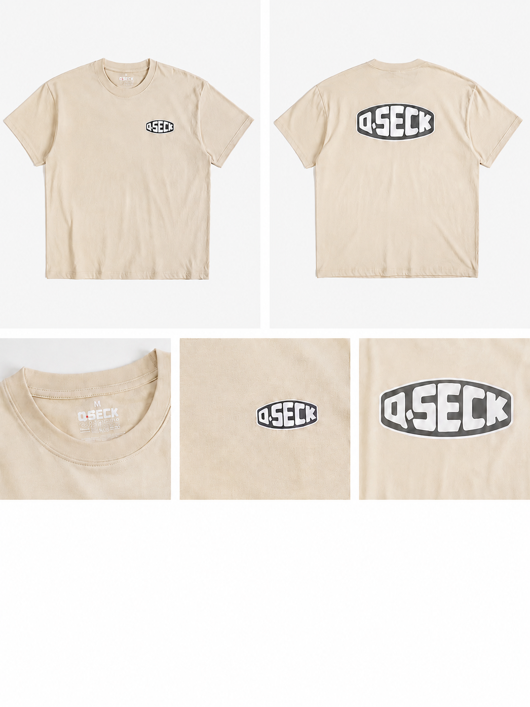 Teeshirt Qseck essential cream logo kaki